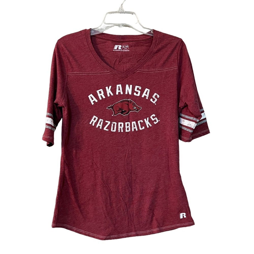 Russell Athletic Jumiors Arkansas Razorback Short Sleeve V neck Tshirt, …